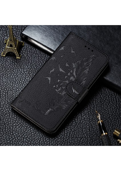 Samsung Galaxy A22 5g Siyah Için Litchi Texture Deri Kılıf (Yurt Dışından)