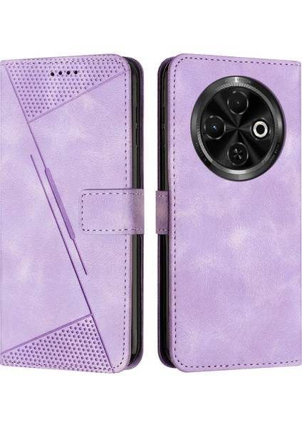 Tecno Spark 30C Mor Için Dream Üçgen Deri Kılıf (Yurt Dışından)