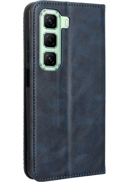 Infinix Hot 50 5g Mavi Için Retro Dokulu Deri Kılıf (Yurt Dışından)