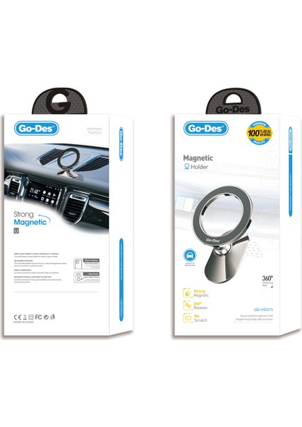 Araç Içi Telefon Tutucu Go Des GD-HD215 Magnetik Magsafe 360 Derece Dönebilen Oynar Başlıklı Gri modelleri