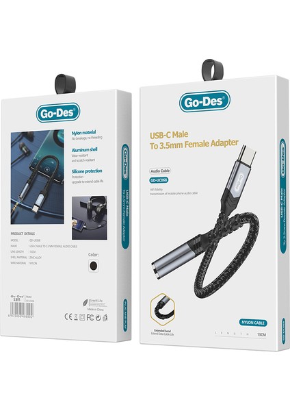 Type-C Aux Çevirici Kablo Go Des GD-UC068 Type-C To 3.5mm Aux Çevirici Ses Adaptörü Siyah fiyatları