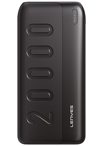 PX235P LED Işık Göstergeli Taşınabilir Powerbank 10W 20000 mAh Siyah