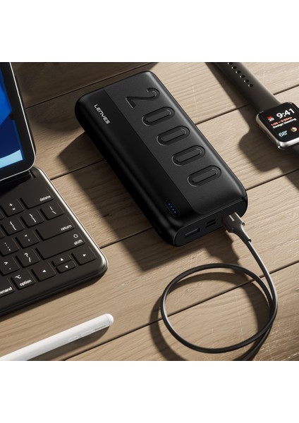 PX235P LED Işık Göstergeli Taşınabilir Powerbank 10W 20000 mAh Siyah modelleri