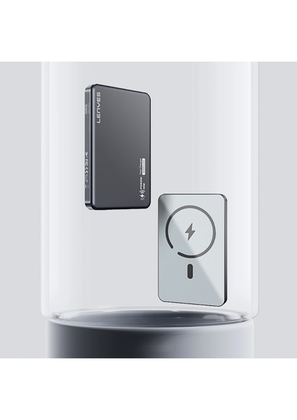PW019D Pd 20W Ultra Ince Magsafe Wireless Powerbank 15W 5000 mAh Füme modelleri