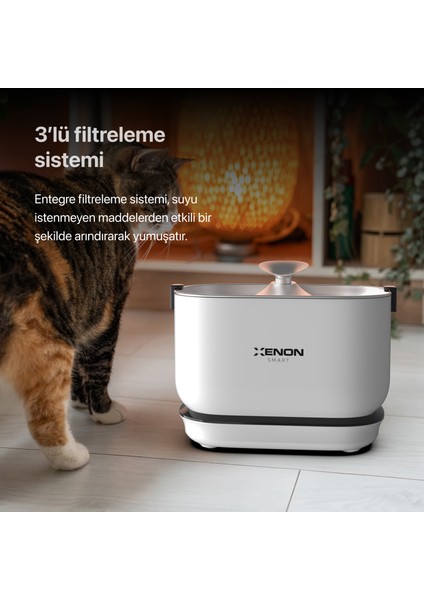 Otomatik Şarj Edilebilir Bataryalı Kedi Su Sebili Pet Su Çeşmesi Kablosuz Su Şelalesi Ultra Sessiz Çelik Su Pınarı X8652