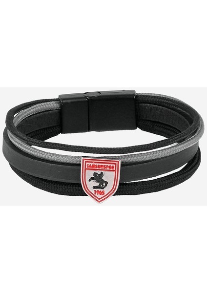 Siyahgri Ipli Deri Bileklik