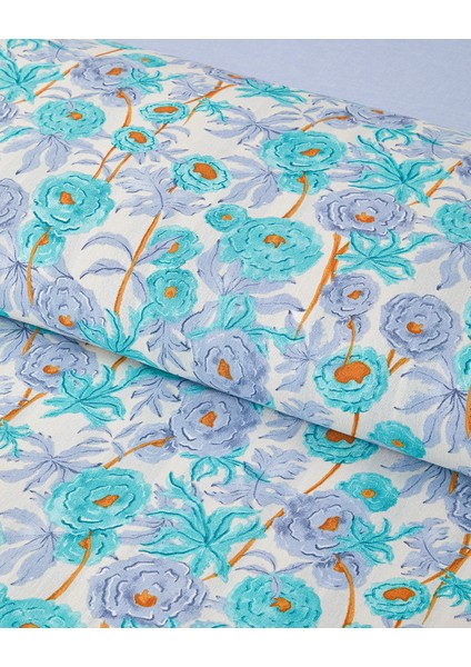Abstract Flowers Kolay Ütülenir Çift Kişilik Nevresim Takımı 200 x 220 cm Yeşil-Mavi fırsatları