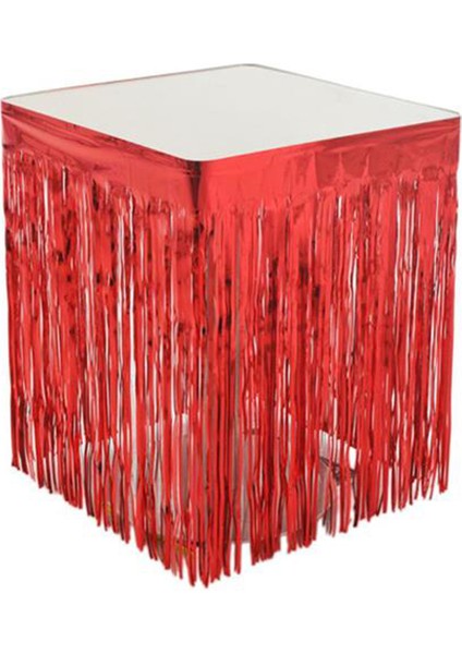 Masa Kenarı Eteği ve Fon Süsü Metalik Kırmızı