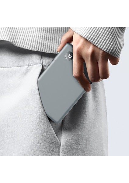 PW137D 20W Ultra Ince Dijital LED Ekranlı Wireless Powerbank 15W 10000 mAh Füme modelleri