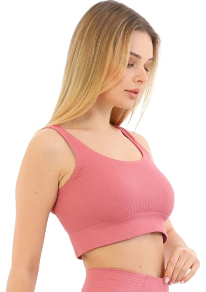 Özel Üretim Göğüs Toparlayıcı Sarkma Önleyen Spor Günlük Kalın Askılı Pedli Fitilli Crop Büstiyer