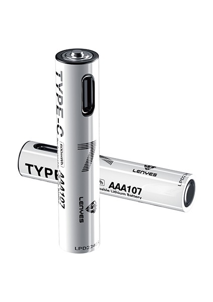 AAA107 Type-C Şarj Portlu Şarj Edilebilir Aaa Lityum-Ion Pil 600MWH 1.5V 2 Adet