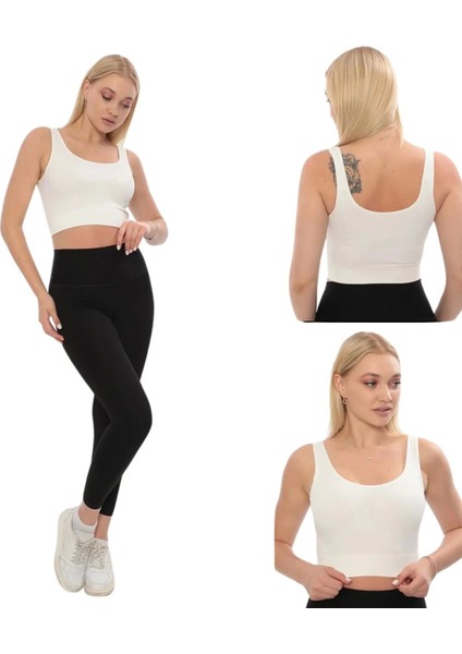 Özel Üretim Göğüs Toparlayıcı Sarkma Önleyen Spor Günlük Kalın Askılı Pedli Fitilli Crop Büstiyer