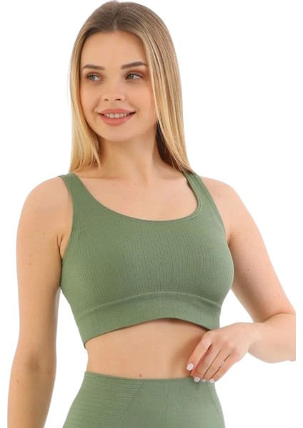 Özel Üretim Göğüs Toparlayıcı Sarkma Önleyen Spor Günlük Kalın Askılı Pedli Fitilli Crop Büstiyer