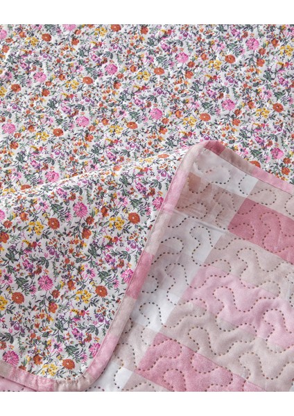Blushing Blooms Çok Amaçlı Tek Kişilik Yatak Örtüsü Takımı 160 x 220 cm Pembe