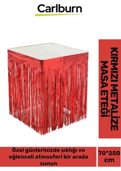 Özel Üretim Püsküllü Işıltılı Doğum Günü Cinsiyet Parti Eğlence 70*250CM Metalize Masa Eteği Kırmızı