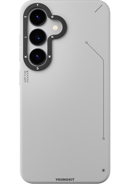 Galaxy S25 Kılıf Magsafe Uyumlu Mat Deri Desenli Youngkit Tech Fashion Serisi Kapak Gümüş fiyatları