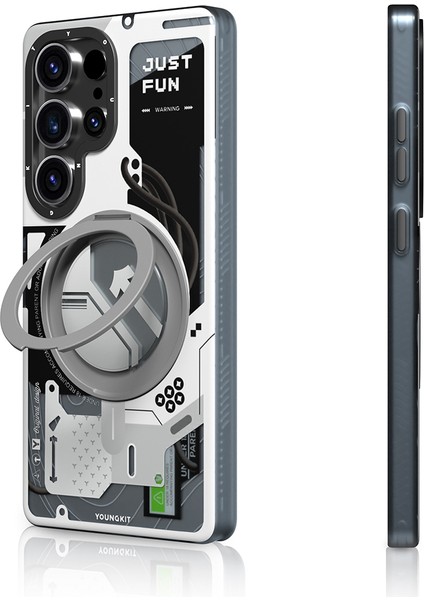 Galaxy S25 Ultra Kılıf Magsafe Uyumlu Youngkit 360 Standlı Starship Serisi Kapak Beyaz indirimleri