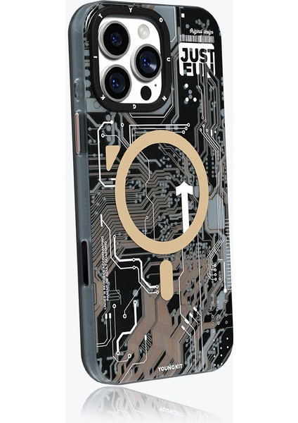 iPhone 16 Pro Max Kılıf Magsafe Uyumlu Kamera Denetim Butonlu Youngkit Technology Serisi Kapak Gold modelleri
