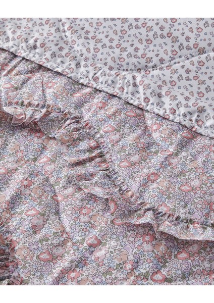 Floral Euphoria Fırfırlı Çift Kişilik Yatak Örtüsü Takımı 200 x 220 cm Somon modelleri