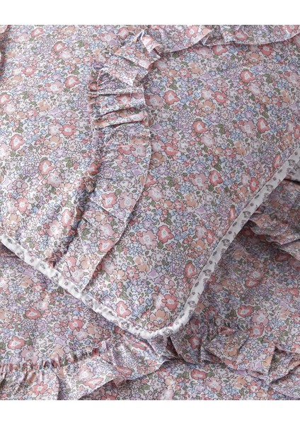 Floral Euphoria Fırfırlı Çift Kişilik Yatak Örtüsü Takımı 200 x 220 cm Somon fırsatları