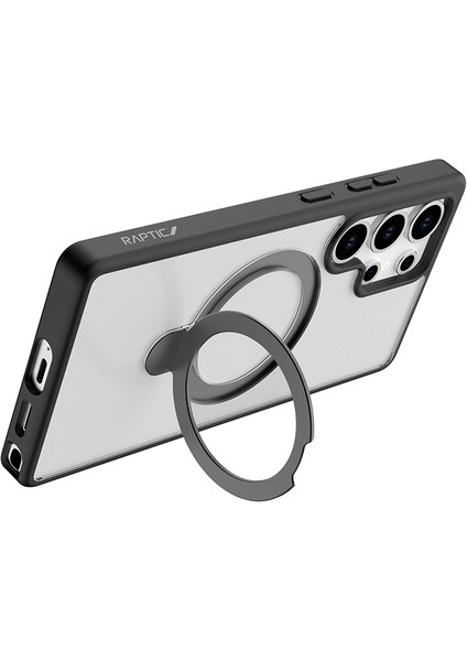 Galaxy S25 Ultra Kılıf Magsafe Uyumlu Raptic Air Stand Serisi Buzlu Transparan Standlı Kapak Siyah fiyatları