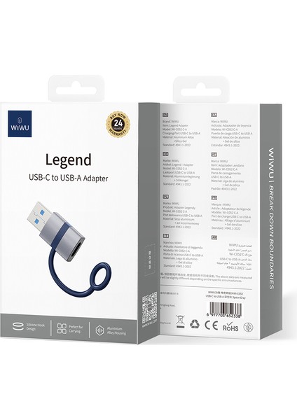 Type-C To USB Otg Wiwu WI-C052 Çevirici Gri
