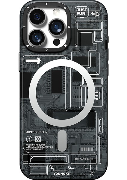 iPhone 16 Pro Max Kılıf Magsafe Uyumlu Kamera Denetim Butonlu Youngkit Technology Serisi Kapak Gri