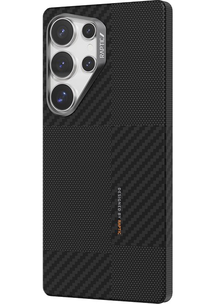 Galaxy S25 Ultra Kılıf Magsafe Uyumlu 600D Raptic Aramid Fiber Croxx Mondrian Serisi Kapak Siyah