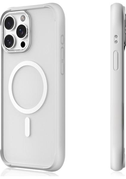 iPhone 15 Pro Max Kılıf Magsafe Şarj Özellikli Airbagli Youngkit Dynamic 2 Serisi Kapak Beyaz