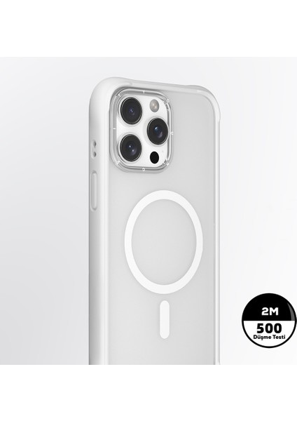 iPhone 15 Pro Max Kılıf Magsafe Şarj Özellikli Airbagli Youngkit Dynamic 2 Serisi Kapak Beyaz