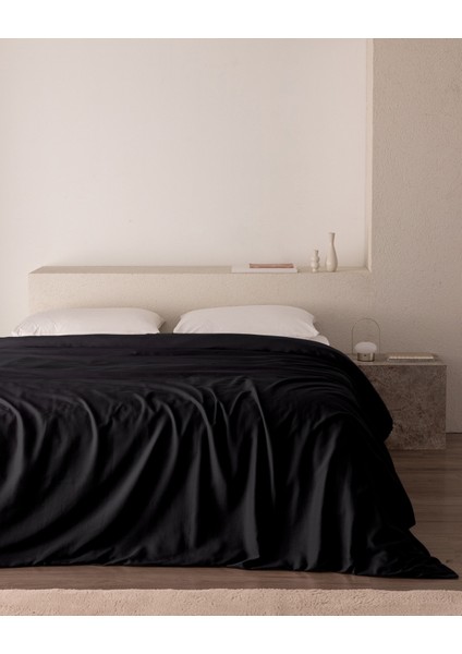 Ciel Tek Kişilik Pamuk Saten Nevresim - Siyah