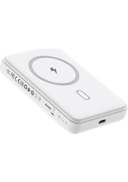 WI-P043 LED Işık Göstergeli Standlı Taşınabilir Magsafe Wireless Powerbank 10.000 mAh 15W Beyaz modelleri