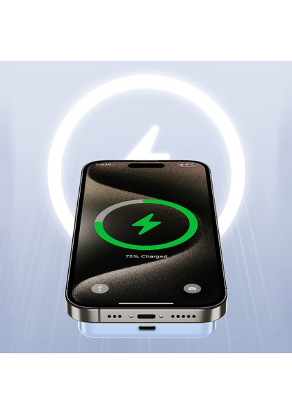 WI-P043 LED Işık Göstergeli Standlı Taşınabilir Magsafe Wireless Powerbank 10.000 mAh 15W Beyaz fırsatları