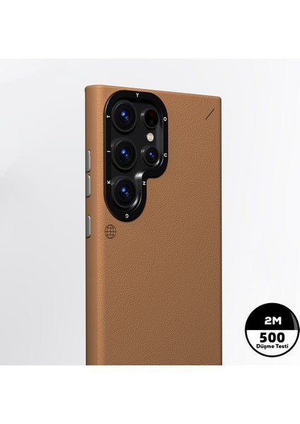Galaxy S23 Ultra Kılıf Magsafe Uyumlu Mat Deri Desenli Youngkit Tech Fashion Kapak Kahverengi fiyatları