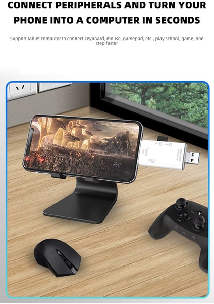 USB 2.0 6 In 1 Kart Okuyucu ve USB Çoklayıcı – Type-C, Micro Usb, Sd/tf Kart Desteği ZR826