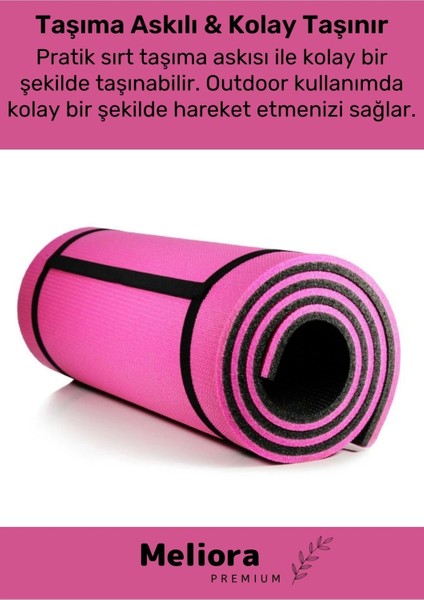 Taşıma Askılı Konfor Modeli Çift Taraflı Kaymaz Yoga Meditasyon Minderi Pembe Siyah Mat fiyatları