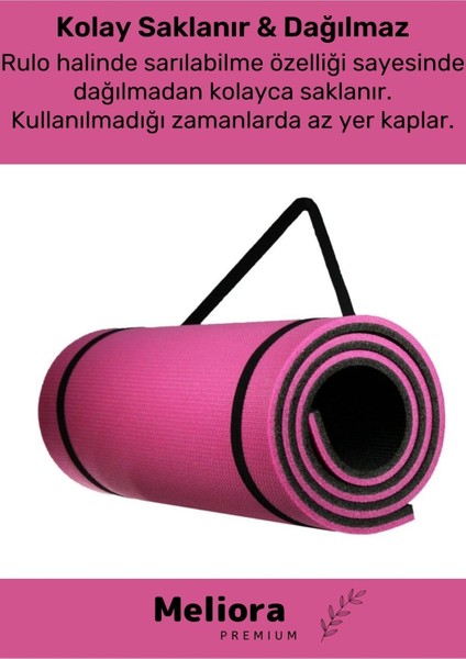 Taşıma Askılı Konfor Modeli Çift Taraflı Kaymaz Yoga Meditasyon Minderi Pembe Siyah Mat indirimleri