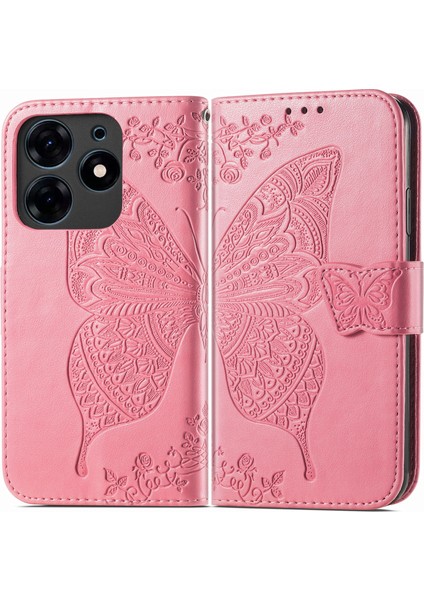 Tecno Spark 10 Pro Pembe Için Kabartmalı Deri Kılıf (Yurt Dışından) fiyatları