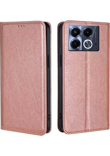 Infinix Note 40 5g Rose Gold Için Parlak Yağlı Deri Kılıf (Yurt Dışından)