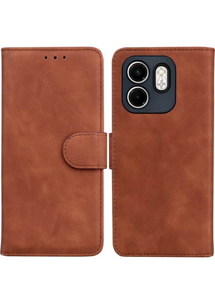 Infinix Hot 50I / Smart 9 Kahverengi Için Skin Fe Deri Kılıf (Yurt Dışından)