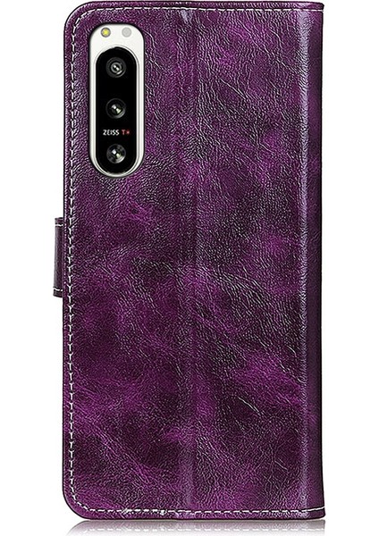 Sony Xperia Için Retro Crazy Horse Doku Pu Kılıfı 5 Iv Mor (Yurt Dışından) fırsatları