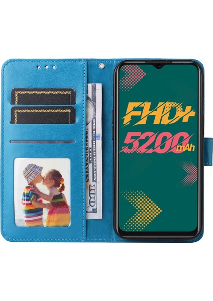 Infinix Hot 11 Mavi Için Ayçiçeği Deri Kılıf (Yurt Dışından)