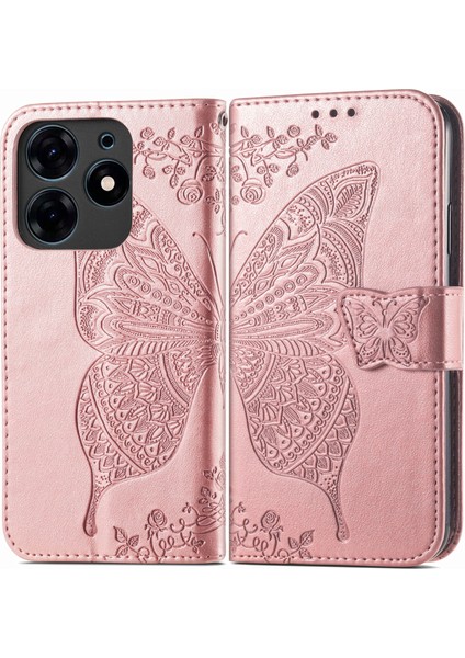 Tecno Spark 10 Pro Pembe Altın Için Kabartmalı Deri Kılıf (Yurt Dışından) fiyatları