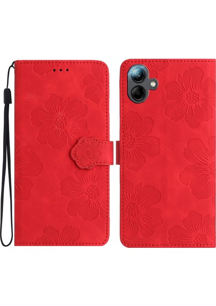 Samsung Galaxy A06 4g Mavi Çiçek Kabartmalı Deri Kılıf (Yurt Dışından)