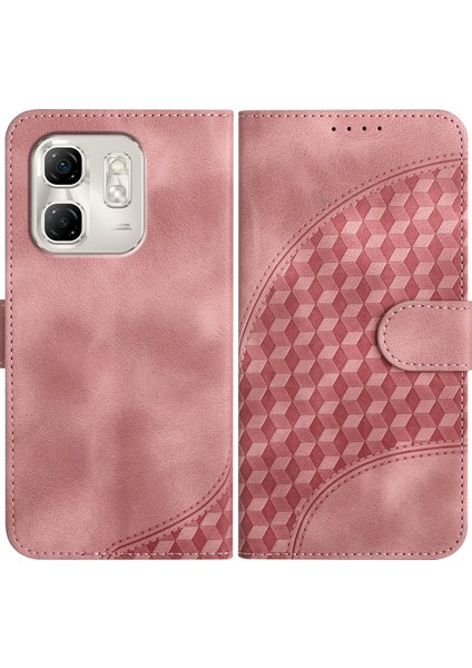 Infinix Hot 50I / Smart 9 Pembe Için Kabartmalı Deri Kılıf (Yurt Dışından)