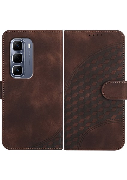 Infinix Hot 50 Pro+ 4g Coffee Için Kabartmalı Deri Kılıf (Yurt Dışından)