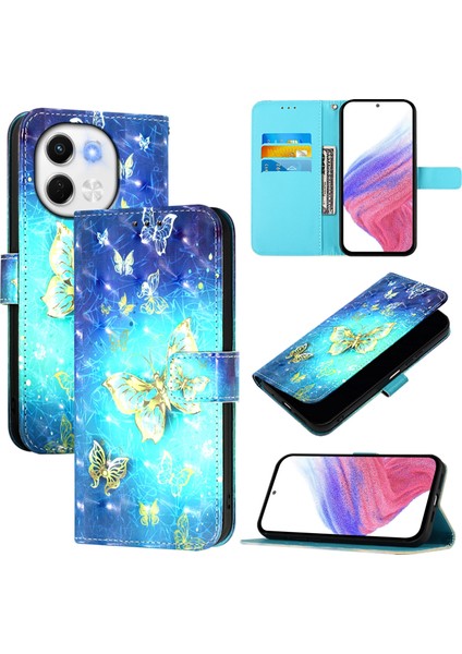 Tecno Spark 30 5g / Pova 6 Neo 5g Altın Kelebek Için 3D Boyama Pu Kılıf (Yurt Dışından)