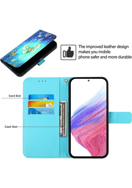 Tecno Spark 30 5g / Pova 6 Neo 5g Altın Kelebek Için 3D Boyama Pu Kılıf (Yurt Dışından)