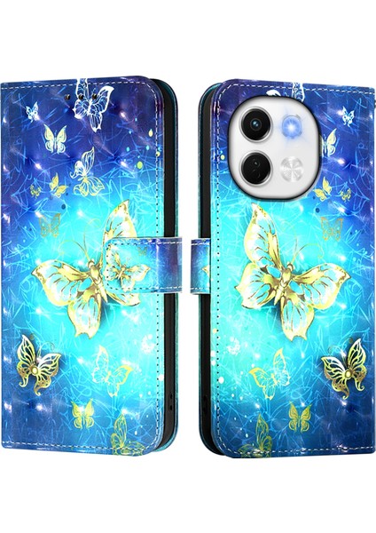 Tecno Spark 30 5g / Pova 6 Neo 5g Altın Kelebek Için 3D Boyama Pu Kılıf (Yurt Dışından)