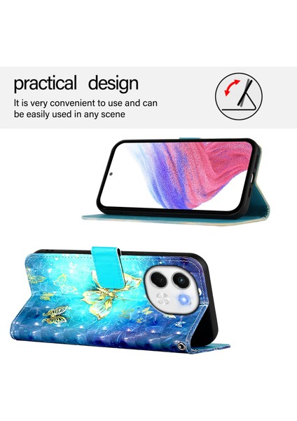 Tecno Spark 30 5g / Pova 6 Neo 5g Altın Kelebek Için 3D Boyama Pu Kılıf (Yurt Dışından)